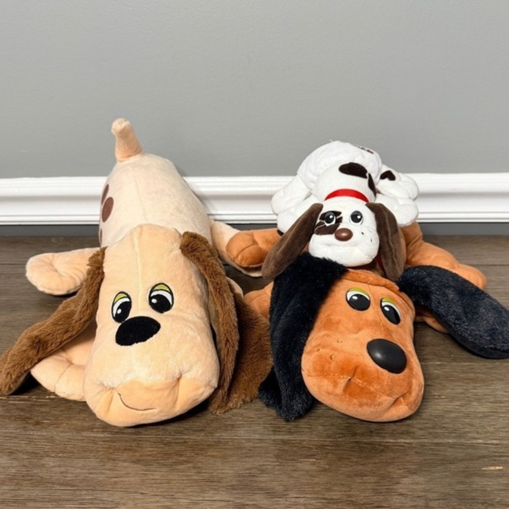 Pound Puppies Plush Dog Lot Basic Fun Hasbro Tan Brown Spotted Puppy Stuffed Toy